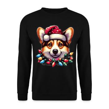 Chapeau de Noël Corgi mignon Noël - Sweat-shirt Unisexe - noir - Devant - Alina (178cm) & Michal (187cm)