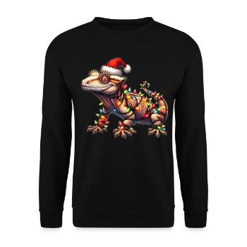 Chapeau de Noël Gecko Lizard à crête Noël - Sweat-shirt Unisexe - noir - Devant - Alina (178cm) & Michal (187cm)