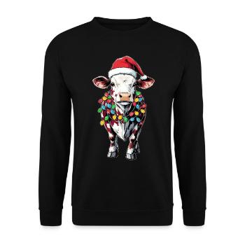 Hereford Cattle Farmer Christmas Hat Xmas - Unisex Sweatshirt - black - Front - Alina (178cm) & Michal (187cm)