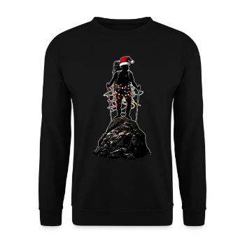 Wandern Outdoor Wanderer Weihnachten Hut Xmas - Unisex Pullover - Schwarz - Vorne - Alina (178cm) & Michal (187cm)