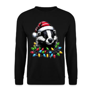 Miel Badger Ratel Chapeau de Noël - Sweat-shirt Unisexe - noir - Devant - Alina (178cm) & Michal (187cm)