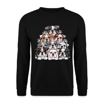 Englische Bulldogge Turm - Unisex Pullover - Schwarz - Vorne - Alina (178cm) & Michal (187cm)