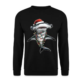 Hammerhai Weihnachtsmütze Xmas - Unisex Pullover - Schwarz - Vorne - Alina (178cm) & Michal (187cm)