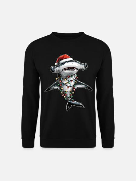 Hammerhead Shark Christmas Hat Xmas - Unisex Sweatshirt - black