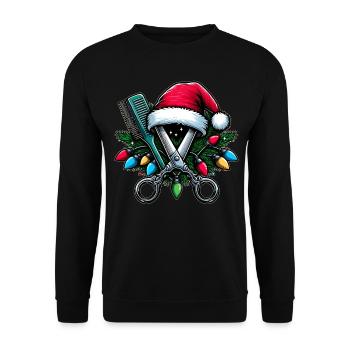 Friseur Friseurin Weihnachtsmütze Xmas - Unisex Pullover - Schwarz - Vorne - Alina (178cm) & Michal (187cm)