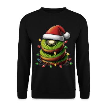 Kiwi Fruit Weihnachtsmütze Xmas - Unisex Pullover - Schwarz - Vorne - Alina (178cm) & Michal (187cm)