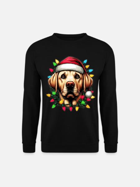 Labrador Retriever Hund Weihnachtsmütze Xmas - Unisex Pullover - Schwarz