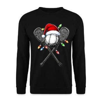 Lacrosse Lax Spieler Team Weihnachtsmütze Xmas - Unisex Pullover - Schwarz - Vorne - Alina (178cm) & Michal (187cm)