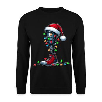 Beinprothesen Amputierte Amputation Weihnachtsmütz - Unisex Pullover - Schwarz - Vorne - Alina (178cm) & Michal (187cm)