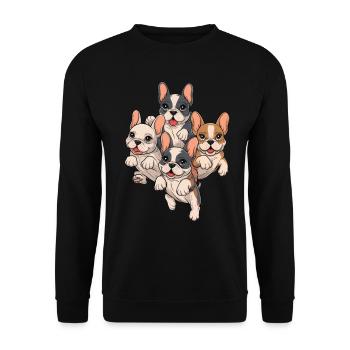Französische Bulldogge Welpen - Unisex Pullover - Schwarz - Vorne - Alina (178cm) & Michal (187cm)