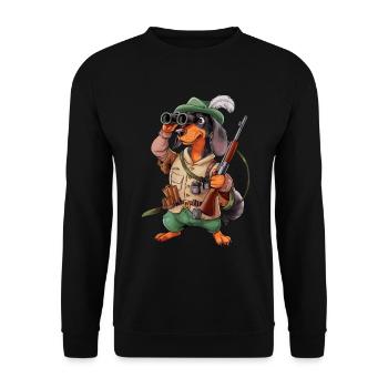 Witzger Jagdhund für einen Jäger mit Hund - Unisex Pullover - Schwarz - Vorne - Alina (178cm) & Michal (187cm)