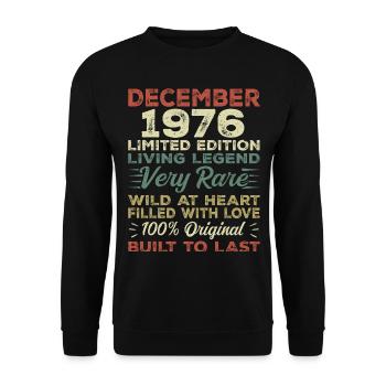 Dezember 1976 - Geburtstag Dezember 1976 Jahr - Unisex Pullover - Schwarz - Vorne - Alina (178cm) & Michal (187cm)