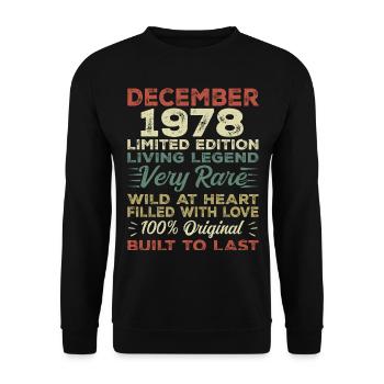 Décembre 1978 - anniversaire Décembre 1978 année - Sweat-shirt Unisexe - noir - Devant - Alina (178cm) & Michal (187cm)