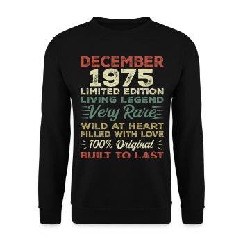 Décembre 1975 - anniversaire Décembre 1975 année - Sweat-shirt Unisexe - noir - Devant - Alina (178cm) & Michal (187cm)