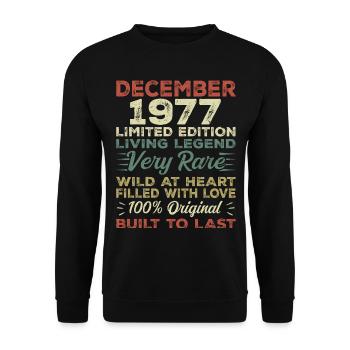 Dezember 1977 - Geburtstag Dezember 1977 Jahr - Unisex Pullover - Schwarz - Vorne - Alina (178cm) & Michal (187cm)
