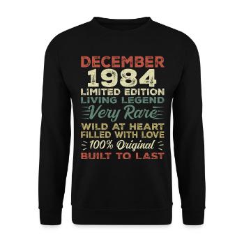 December 1984 - birthday December 1984 year - Unisex Sweatshirt - black - Front - Alina (178cm) & Michal (187cm)