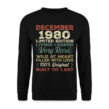 Décembre 1980 - anniversaire Décembre 1980 année - Sweat-shirt Unisexe - noir - Devant - Alina (178cm) & Michal (187cm)