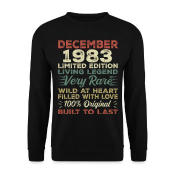 Dezember 1983 - Geburtstag Dezember 1983 Jahr - Unisex Pullover - Schwarz - Vorne - Alina (178cm) & Michal (187cm)
