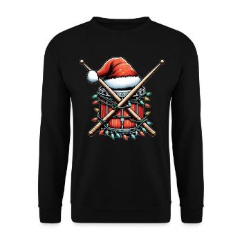 Drummer Drum Christmas Hat Xmas - Unisex Sweatshirt - black - Front - Alina (178cm) & Michal (187cm)