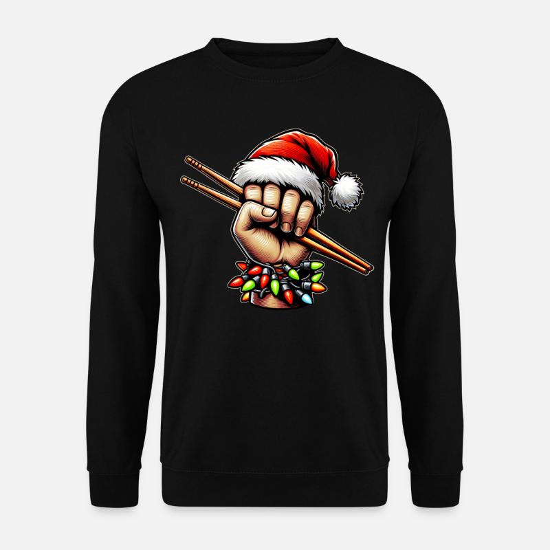 Schlagzeuger Trommel Weihnachtshut Xmas - Unisex Pullover - Schwarz