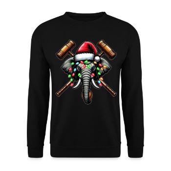 Elefantenpolo Weihnachtsmütze Xmas - Unisex Pullover - Schwarz - Vorne - Alina (178cm) & Michal (187cm)