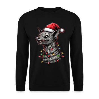 El Chupacabra Krypto Kryptozoologie Weihnachtsmütz - Unisex Pullover - Schwarz - Vorne - Alina (178cm) & Michal (187cm)