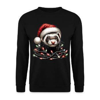 Chapeau de Noël Furet Noël - Sweat-shirt Unisexe - noir - Devant - Alina (178cm) & Michal (187cm)
