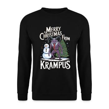 Krampus Knecht Ruprecht Perchten Nikolaus - Unisex Pullover - Schwarz - Vorne - Alina (178cm) & Michal (187cm)