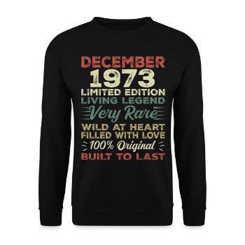 December 1973 - birthday December 1973 year - Unisex Sweatshirt - black - Front - Alina (178cm) & Michal (187cm)