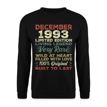 December 1993 - birthday December 1993 year - Unisex Sweatshirt - black - Front - Alina (178cm) & Michal (187cm)