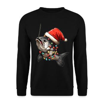Drôle de poisson bouchées hameçon pêche chapeau de Noël - Sweat-shirt Unisexe - noir - Devant - Alina (178cm) & Michal (187cm)
