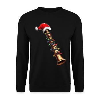 Flute Instrument Christmas Hat Xmas - Unisex Sweatshirt - black - Front - Alina (178cm) & Michal (187cm)