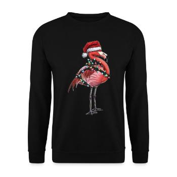 Niedliche rosa Flamingo Weihnachtsmütze Xmas - Unisex Pullover - Schwarz - Vorne - Alina (178cm) & Michal (187cm)