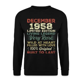 Dezember 1958 - Geburtstag Dezember 1958 Jahr - Unisex Pullover - Schwarz - Vorne - Alina (178cm) & Michal (187cm)