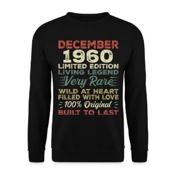 Décembre 1960 - Anniversaire Décembre 1960 année - Sweat-shirt Unisexe - noir - Devant - Alina (178cm) & Michal (187cm)