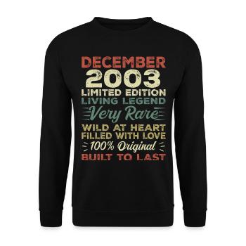 Dezember 2003 - Geburtstag Dezember 2003 Jahr - Unisex Pullover - Schwarz - Vorne - Alina (178cm) & Michal (187cm)