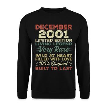 Dezember 2001 - Geburtstag Dezember 2001 Jahr - Unisex Pullover - Schwarz - Vorne - Alina (178cm) & Michal (187cm)