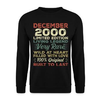 Dezember 2000 - Geburtstag Dezember 2000 Jahr - Unisex Pullover - Schwarz - Vorne - Alina (178cm) & Michal (187cm)