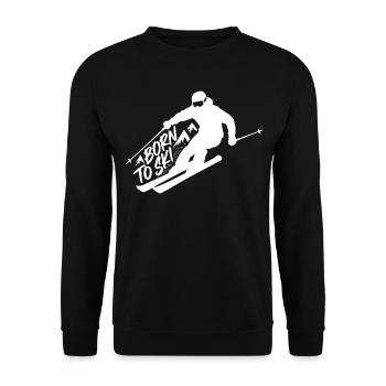 Born To Ski Skifahrer Skifahren Wintersport - Unisex Pullover - Schwarz - Vorne - Alina (178cm) & Michal (187cm)