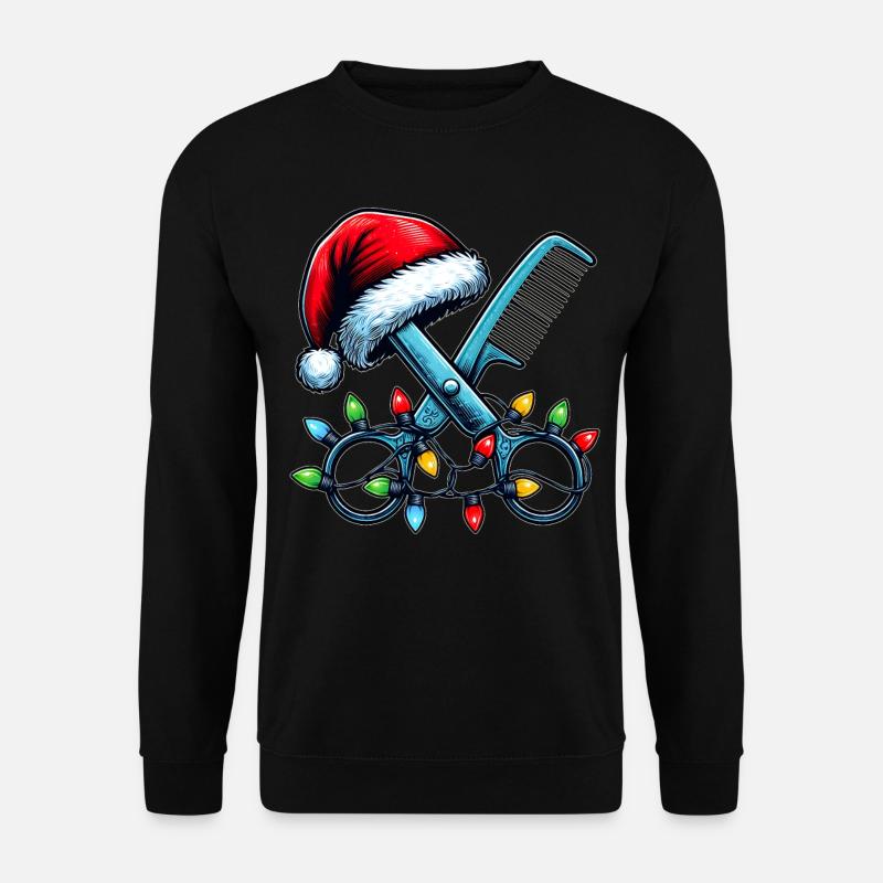 Friseur Friseurin Weihnachtsmütze Xmas - Unisex Pullover - Schwarz