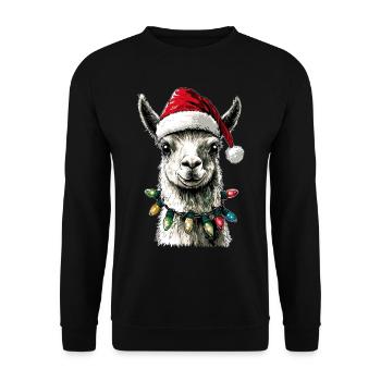 Drôle mignon lama alpaga chapeau de père Noël - Sweat-shirt Unisexe - noir - Devant - Alina (178cm) & Michal (187cm)