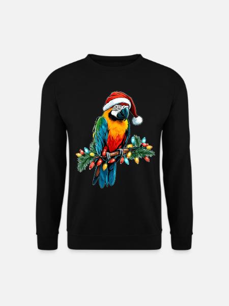 Ara Papagei Weihnachtsmütze Xmas - Unisex Pullover - Schwarz