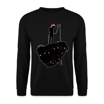 Aimant de pêche Pêcheur Pêcheur Chapeau de Noël Noël - Sweat-shirt Unisexe - noir - Devant - Alina (178cm) & Michal (187cm)