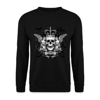 Gothic Tattooed Frau mit Kunstwerk und Rosen - Unisex Pullover - Schwarz - Vorne - Alina (178cm) & Michal (187cm)