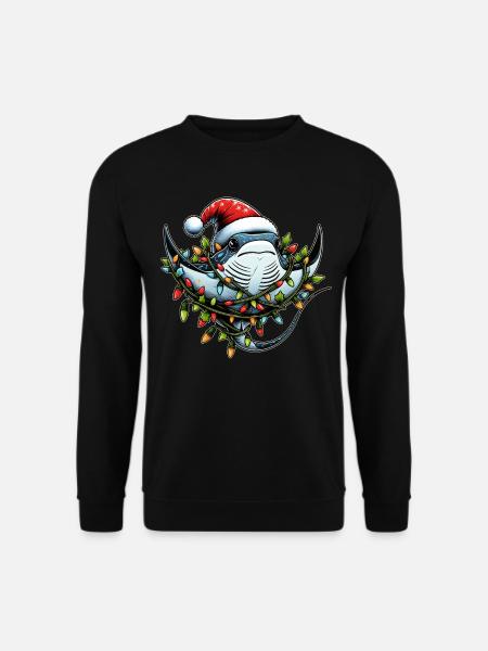 Manta Rochen Stachelrochen Weihnachtsmütze Xmas - Unisex Pullover - Schwarz
