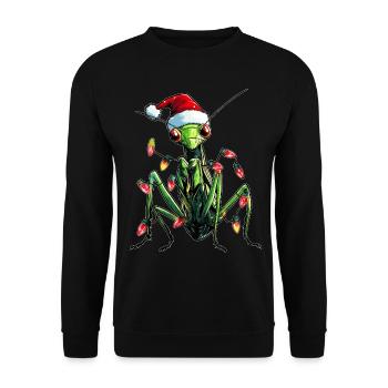 Gottesanbeterin Insekt Weihnachtsmütze Xmas - Unisex Pullover - Schwarz - Vorne - Alina (178cm) & Michal (187cm)