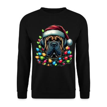 Mastiff Hund Weihnachten Hut Xmas - Unisex Pullover - Schwarz - Vorne - Alina (178cm) & Michal (187cm)