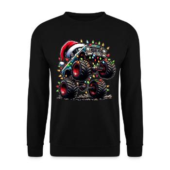 Monstertruck Weihnachtsmütze Xmas - Unisex Pullover - Schwarz - Vorne - Alina (178cm) & Michal (187cm)