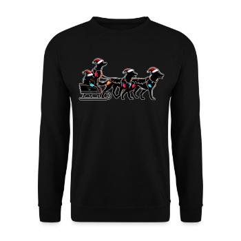 Mushender Schlittenhund Weihnachtsmütze Xmas - Unisex Pullover - Schwarz - Vorne - Alina (178cm) & Michal (187cm)