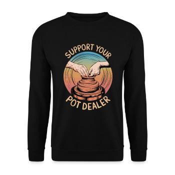 Support Your Pot Dealer Töpfern - Unisex Pullover - Schwarz - Vorne - Alina (178cm) & Michal (187cm)